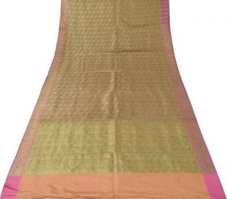 Vintage Indian Sari 100 Pure Silk Woven Zari Brocade Banarasi Saree Fabric