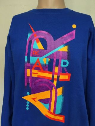 Vtg 80s Nike Air Double Graphic Sweatshirt Swoosh Blue Usa Made Xl Gray Tag