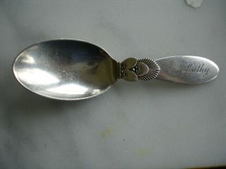 Georg Jensen Denmark Cactus Sterling Silver Baby Or Tea Caddy Spoon 24.  9 Grams