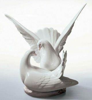 Lladro | Love Nest Doves Figurine 6291 Rare Retired White Birds Cute Usa