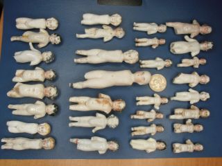 30 Coloured Antique Parts Frozen Heads China Doll Shoulder Heads Germany 1900
