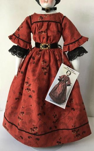 China Doll Dress Fit 20 " Tall Victorian Red Calico Yoke Bodice Raine Vonhohen