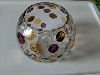 Vintage Clear Glass Globe Shade Coin Dot Spot 4 " Top Opening 3/8 " Base Opening