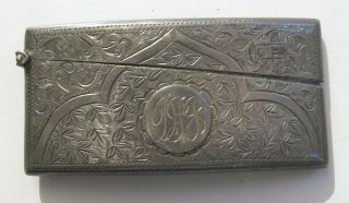 Antique British Sterling Silver Card Case By Walker & Hall Sheffield 1905