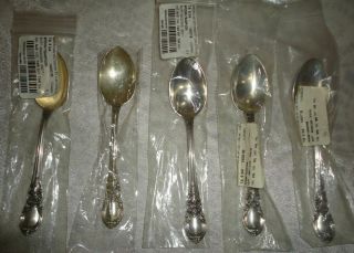 Five (5) Lunt American Victorian Sterling Silver Teaspoons,  4,  1