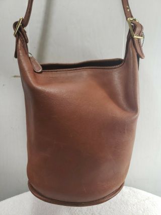 Vintage Coach 9085 Brown Leather X - Large Bucket Duffle Feed Bag Made In Usa