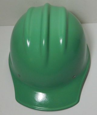 VINTAGE GREEN FIBERGLASS BULLARD 502 Hard Hat IRONWORKER 2