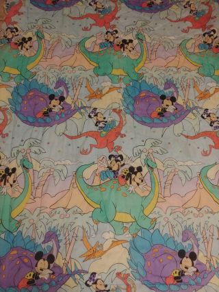 Vintage Disney Mickey Minnie Mouse Dinosaur Blanket Comforter Twin Prehistoric