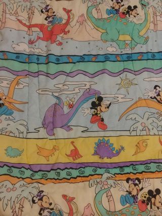 Vintage Disney Mickey Minnie Mouse Dinosaur Blanket Comforter Twin prehistoric 3