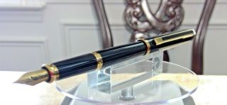 Vintage Os Cross Signature Fountain Pen Black Lacquer & Gold 1987 Boxed