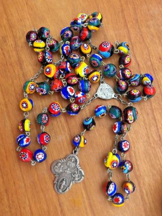 Vintage Antique Murano Glass Italy Rosary 1960s Pope Paul Vi Case Extra Bead