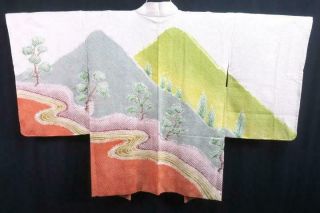08a15902 Silk Vintage Japanese Kimono Haori Jacket Hand - Stitched Shibori