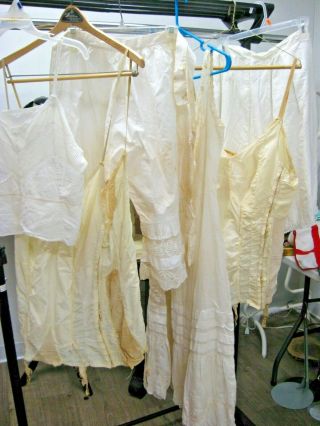 Victorian Whites Undergarments Chemise Lace Pantaloon Bloomers 20s Corset Girdle