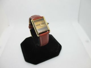 Vintage Cartier 18k Electroplate Tank Style Mens Womens Mechanical Serviced Nr
