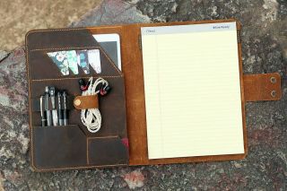 Vintage Leather Notepad Holder Tops Legal Pad Writing Pads 8.  5 X 11.  75 Portfolio