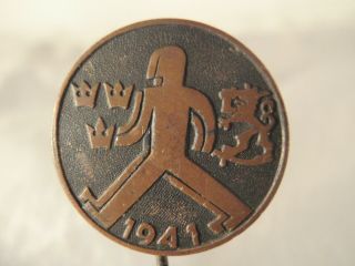 Vintage Swedish Ww2 Patriotic Pin Badge Support Of Finland 1941 Bronze