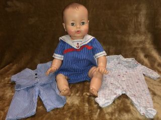 3 Vintage Baby Boy Doll Outfits Clothes Preemie 20 " Dryper Baby Not