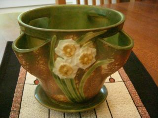 Rare & Roseville Jonquil Strawberry Pot Shape 97 - 6 ",  Very Hard To Find