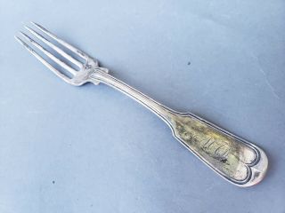 Antique American Coin Silver Large Dinner Fork By L.  Forbes