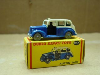 Vintage 1950s Dinky Toys Dublo 067 Austin Taxi With Gray Wheels Nr W/ Box
