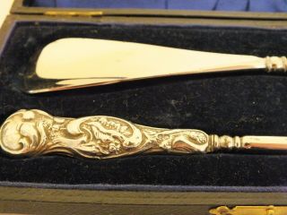 Boxed Set of Antique Solid Silver Handled Buttonhook & Shoe Horn 2