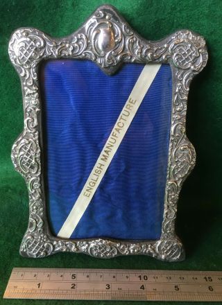 1903 Antique Solid Silver Ornate Photo Frame Art Deco Birmingham 5.  5 " X3.  5 " Photo