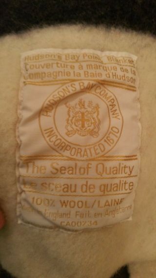 Vintage Authentic Hudson Bay 8 - point Wool Blanket 3