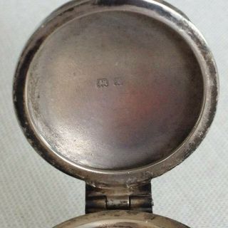 Antique Solid Silver Inkwell,  1922,  Birmingham,  Sydney & Co 6