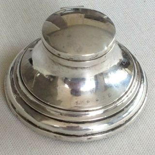 Antique Solid Silver Inkwell,  1922,  Birmingham,  Sydney & Co 8
