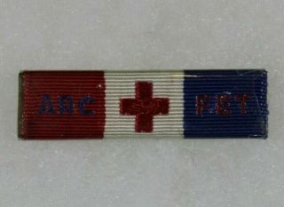 Us Ww2 American Red Cross Arc Fet Pin Back Ribbon Bar Pastic Coated M311