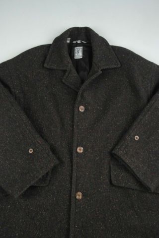 Vintage Yves Saint Laurent Mens Wool Overcoat Size M Brown Peacoat Parka Ysl Vtg