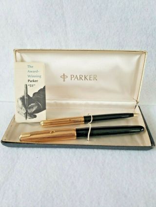 Vintage Parker 51 Pen And Pencil Set With 12k Gold Filled Cap