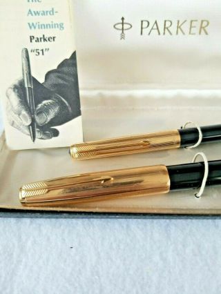 Vintage Parker 51 Pen and Pencil Set with 12k Gold Filled Cap 2