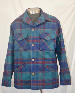 Vintage Pendleton Men Jacket Plaid Wool Shirt Hunting Coat Work Chore Sz L