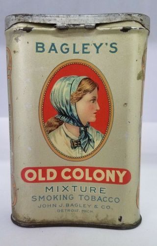 Vintage Advertising Bagley ' s Old Colony Mixture Tobacco Pocket Tin 306 - V 2