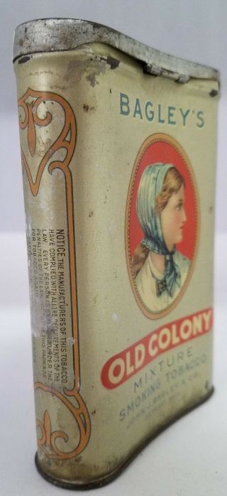 Vintage Advertising Bagley ' s Old Colony Mixture Tobacco Pocket Tin 306 - V 3