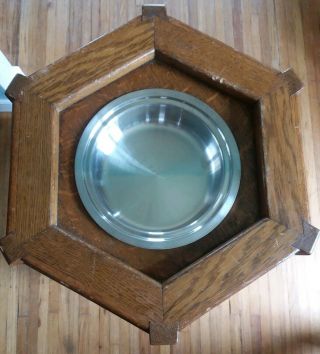 Vtg Hexagonal Wood Infant Baby Baptismal Font / Arts & Crafts Oak Planter Flower 2
