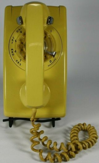 Vintage 1971 Yellow Western Electric Bell 554 Rotary Wall Telephone