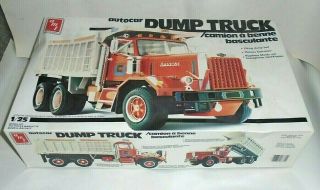 Vintage Amt Autocar Dump Truck Model Kit Unbuilt Min 1/25 Scale