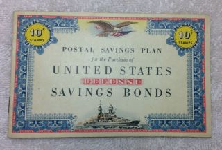 Vintage World War 2 Postal Savings War Bond Book With 10 Cent Stamps