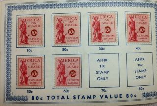 Vintage World War 2 Postal Savings War Bond Book with 10 Cent Stamps 4