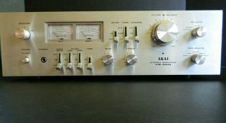 Vintage Akai Stereo Amplifier,  Am - 2600.  Brushed Aluminum Face