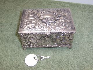 Simpson Hall Miller Silver Quadruple Plate Jewelry Box,  Treasure Chest