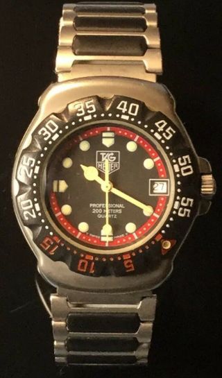Vintage Tag Heuer Professional 200m Quartz Swiss Made Watch 374.  513 36.  5 Mm