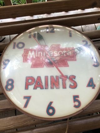 Vintage Advertising Clock Minnesota Paints.  Lights Up And.