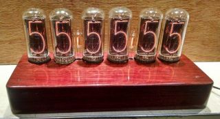 Rare 6 - IN - 18 Nixie Tube Clock in w/ Power Supply and Tubes 10