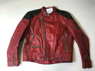 Harro Mens Vintage Leather Motorbike Jacket Red Label 56 (mc1011)