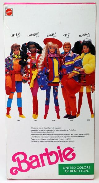 United Colors of Benetton Barbie Doll 9404 NRFB 1990 Mattel,  Inc.  3, 3