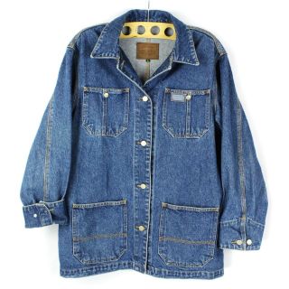 Vintage Ralph Lauren Denim Barn Coat Jean Jacket Size L Large Chore Pocket