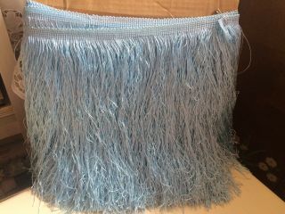 Vintage 100 Silk Fringe Fabric Trim with Long Tassels Retro Light Sky Blue 2